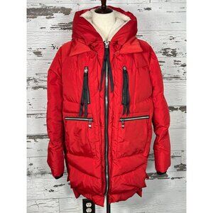 OROLAY Ladies Thickened Down Hooded Jacket Red Sz S #YRF092C EUC